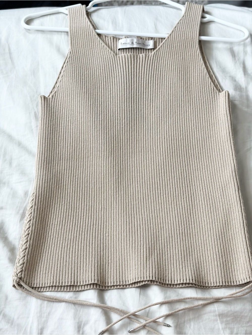 Ludovic de Saint Sernin Light Beige Ribbed Knit Tank Top